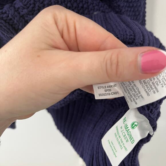 J. Crew Dark Blue Diagonal Cable Knit Sweater Size 2X - Picture 6 of 7